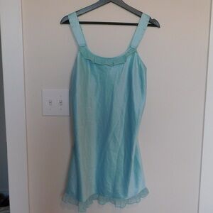 Cabernet satin slip dress in Tiffany Blue